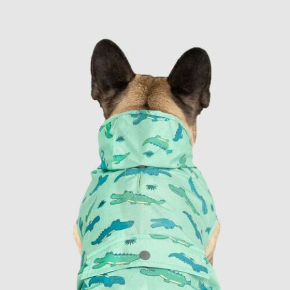 DOG PUPPY GREEN ALLIGATOR PONCHO RAINCOAT - Picture 4 of 4